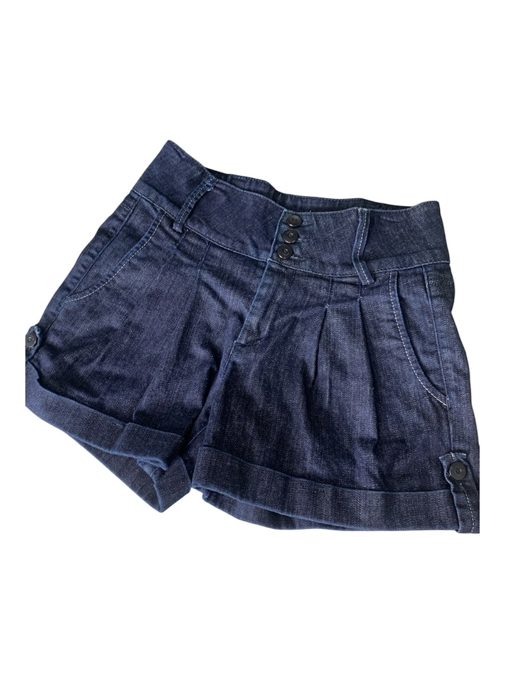 Hudson Dark Denim pleated Cuffed hem Shorts USA made style W637DHA size 27